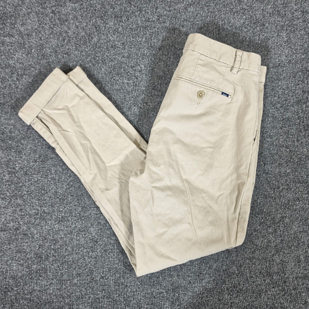 Polo Ralph Lauren Women Khaki Chino Pants Slim Tapered Cuffed Size 4 Tan